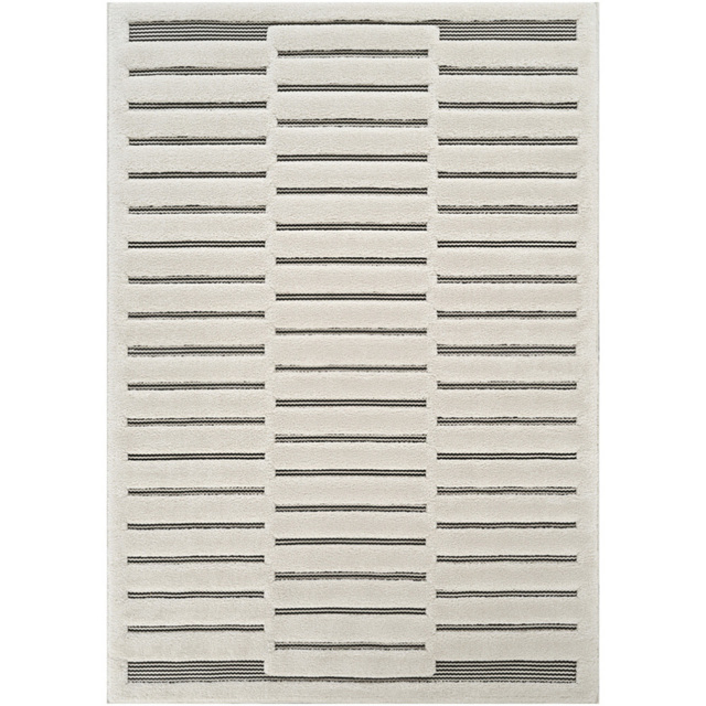 Freya Living Room Area Rug Contemporary 3D Embossed Modern Stripe Bar Design - Cream 120cm x 170cm - Size: 170 x 120 x 2cm - Desire Rugs - Wilko - image 1