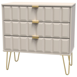 Crowndale Cube 3 Drawer Matt Kashmir Chest of Drawers Ready Assembled - Cream - Wilko - thumbnail 3
