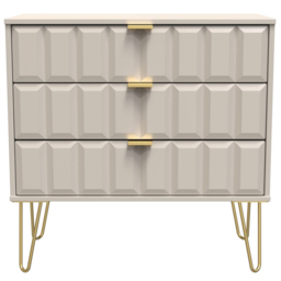 Crowndale Cube 3 Drawer Matt Kashmir Chest of Drawers Ready Assembled - Cream - Wilko - thumbnail 4