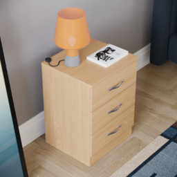 Vida Designs Riano 3 Drawer Pine Bedside Table - Brown - Wilko - thumbnail 7