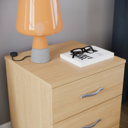 Vida Designs Riano 3 Drawer Pine Bedside Table - Brown - Wilko - thumbnail 4