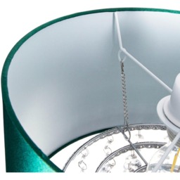 Happy Homewares Forest Green Satin Fabric Pendant Shade with Transparent Acrylic Droplets - Size: 17 x 30 x 30cm - Wilko - thumbnail 6