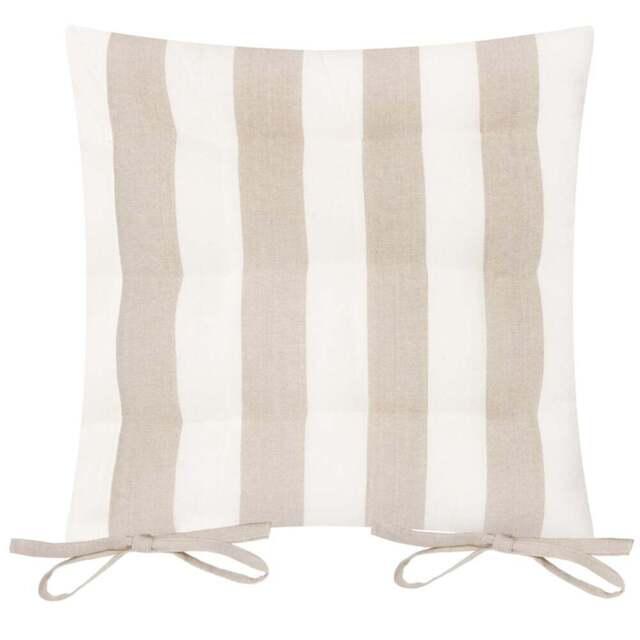 Yard Hayle Natural Striped Cotton Seat Pad 40 x 40cm 2 Pack - Size: 40 x 40 x 1cm - Cream - Wilko - image 1