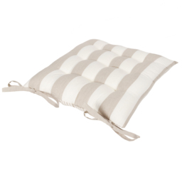 Yard Hayle Natural Striped Cotton Seat Pad 40 x 40cm 2 Pack - Size: 40 x 40 x 1cm - Cream - Wilko - thumbnail 6