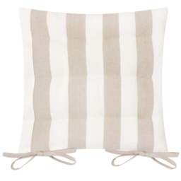 Yard Hayle Natural Striped Cotton Seat Pad 40 x 40cm 2 Pack - Size: 40 x 40 x 1cm - Cream - Wilko
