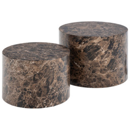 Florence Dice Brown Marble and Delhi Rough Paper Effect Round Coffee Table Set of 2 - Size: 40 x 58 x 58cm - Furniture To Go - Wilko - thumbnail 3