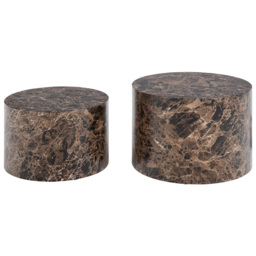 Florence Dice Brown Marble and Delhi Rough Paper Effect Round Coffee Table Set of 2 - Size: 40 x 58 x 58cm - Furniture To Go - Wilko - thumbnail 4
