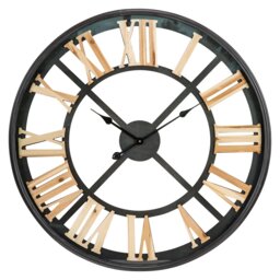 Black Glass Iron Roman Numeral Round Wall Clock 80cm - Wilko - thumbnail 1