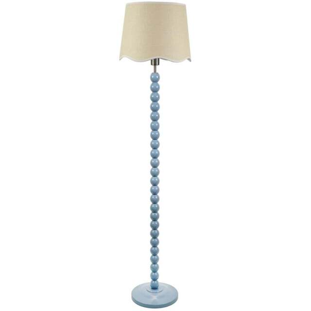 ValueLights Bobbins Linen Scallop White Trim Shade Powder Blue LED Floor Lamp - Wilko - image 1