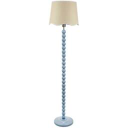 ValueLights Bobbins Linen Scallop White Trim Shade Powder Blue LED Floor Lamp - Wilko - thumbnail 1