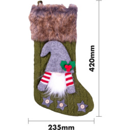 St Helens Luxury Green Gonk Christmas Stocking - Size: 420 x 235 x 15cm - Wilko - thumbnail 5