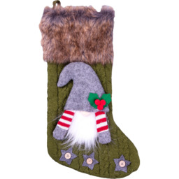 St Helens Luxury Green Gonk Christmas Stocking - Size: 420 x 235 x 15cm - Wilko