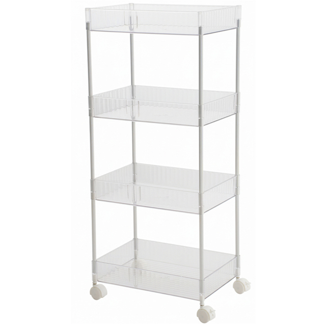 Living and Home 4 Shelf Clear Striped Rolling Storage Cart - Size: 90.3 x 38 x 25.7cm - Wilko - image 1
