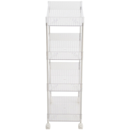 Living and Home 4 Shelf Clear Striped Rolling Storage Cart - Size: 90.3 x 38 x 25.7cm - Wilko - thumbnail 4