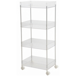 Living and Home 4 Shelf Clear Striped Rolling Storage Cart - Size: 90.3 x 38 x 25.7cm - Wilko - thumbnail 1