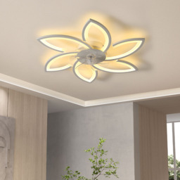 Living and Home White Flower Shaped LED Ceiling Mount Fan Light with 6 Speeds 30 inch - Size: 16 x 78 x 78cm - Wilko - thumbnail 3