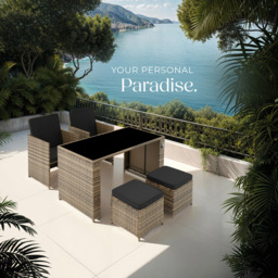 tectake Palermo 4 Seater Nature Garden Table Set - Brown - Wilko - thumbnail 4