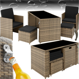 tectake Palermo 4 Seater Nature Garden Table Set - Brown - Wilko - thumbnail 3