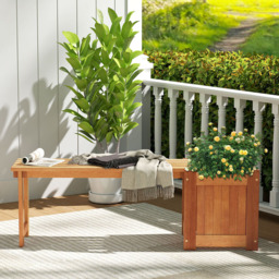 Costway Hardwood Garden Flower Box with Bench - Size: 2 Seater - Brown - Wilko - thumbnail 3
