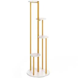 Costway 4 Tier White Tall Heavy Duty Corner Metal Indoor Plant Stand - Size: 40 x 40 x 125cm - Wilko