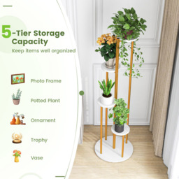 Costway 4 Tier White Tall Heavy Duty Corner Metal Indoor Plant Stand - Size: 40 x 40 x 125cm - Wilko - thumbnail 5