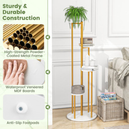 Costway 4 Tier White Tall Heavy Duty Corner Metal Indoor Plant Stand - Size: 40 x 40 x 125cm - Wilko - thumbnail 6