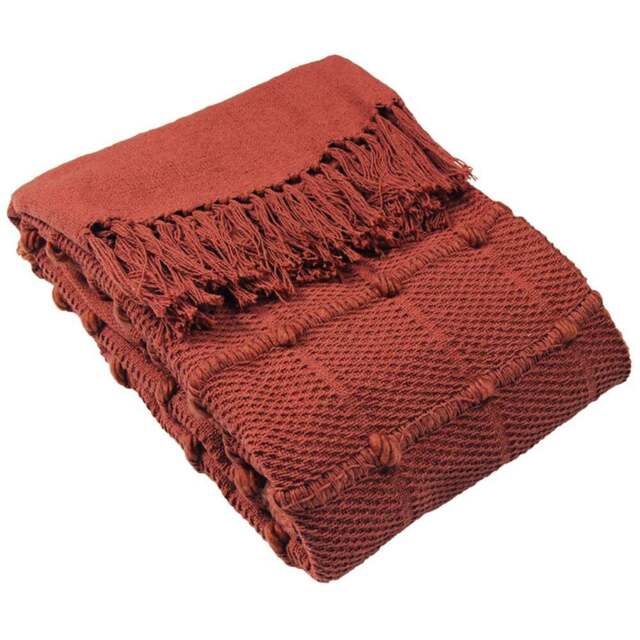 furn. Motti Red Clay Woven Tufted Stripe Throw 130 x 180cm - Size: 180 x 130cm - Wilko - image 1