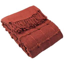 furn. Motti Red Clay Woven Tufted Stripe Throw 130 x 180cm - Size: 180 x 130cm - Wilko - thumbnail 1