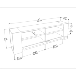 Decorotika Sosruko 2 Door 10 Shelf White and Walnut TV Unit - Size: 35 x 140 x 35cm - Multi - Wilko - thumbnail 7