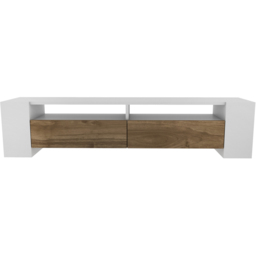 Decorotika Sosruko 2 Door 10 Shelf White and Walnut TV Unit - Size: 35 x 140 x 35cm - Multi - Wilko - thumbnail 4