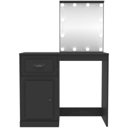 vidaXL Single Door Single Drawer Black Dressing Table with LED Mirror - Size: 132.5 x 90 x 50cm - Wilko - thumbnail 7