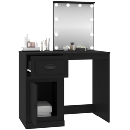 vidaXL Single Door Single Drawer Black Dressing Table with LED Mirror - Size: 132.5 x 90 x 50cm - Wilko - thumbnail 6
