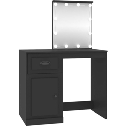 vidaXL Single Door Single Drawer Black Dressing Table with LED Mirror - Size: 132.5 x 90 x 50cm - Wilko - thumbnail 3
