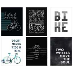 Wee Blue Coo Black and White Love Cycling Quote Print Wall Print 30 x 41cm 6 Pack - Size: 40.5 x 30.5 x 0.3cm - Wilko - thumbnail 1