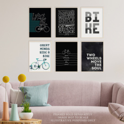 Wee Blue Coo Black and White Love Cycling Quote Print Wall Print 30 x 41cm 6 Pack - Size: 40.5 x 30.5 x 0.3cm - Wilko - thumbnail 3