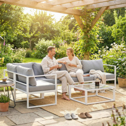 Outsunny 6 Seater Light Grey Aluminium Garden Lounge Set with Cushion - Wilko - thumbnail 7