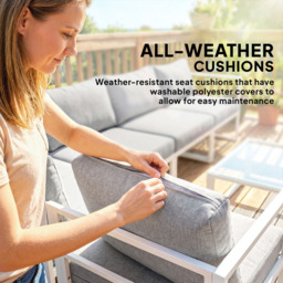 Outsunny 6 Seater Light Grey Aluminium Garden Lounge Set with Cushion - Wilko - thumbnail 6
