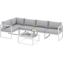 Outsunny 6 Seater Light Grey Aluminium Garden Lounge Set with Cushion - Wilko - thumbnail 3