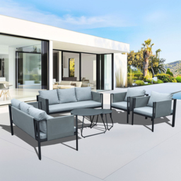 6 Piece Sicily Sofa Set - Grey - Wilko - thumbnail 4