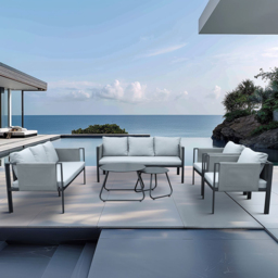 6 Piece Sicily Sofa Set - Grey - Wilko - thumbnail 3