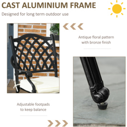 Outsunny Cast Aluminium 4 Seater Outdoor Dining Set with Cushions Parasol Hole - Black - Wilko - thumbnail 7