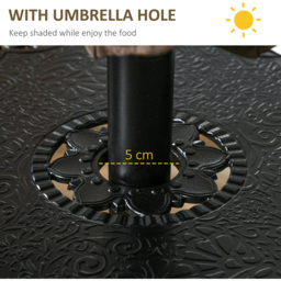 Outsunny Cast Aluminium 4 Seater Outdoor Dining Set with Cushions Parasol Hole - Black - Wilko - thumbnail 6