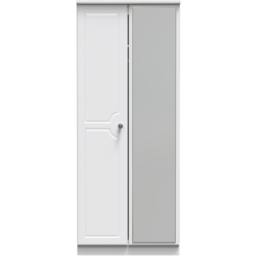 Crowndale Pembroke 2 Door Matt White Mirror Wardrobe Ready Assembled - White Matt - Wilko - thumbnail 3
