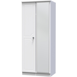 Crowndale Pembroke 2 Door Matt White Mirror Wardrobe Ready Assembled - White Matt - Wilko - thumbnail 4