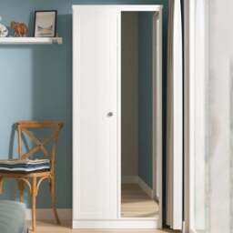 Crowndale Pembroke 2 Door Matt White Mirror Wardrobe Ready Assembled - White Matt - Wilko - thumbnail 1