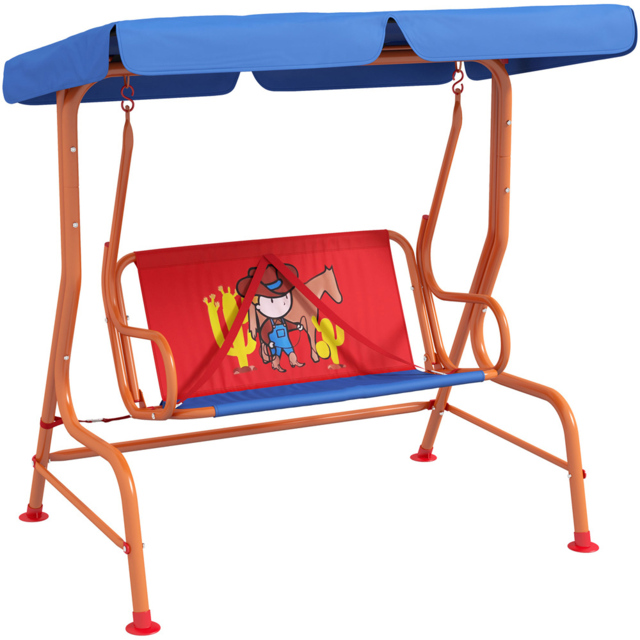 Outsunny Kids Cowboy Steel Swing Chair 39cm - Size: 2 Seater - Multi - Wilko - image 1