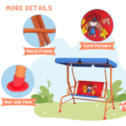 Outsunny Kids Cowboy Steel Swing Chair 39cm - Size: 2 Seater - Multi - Wilko - thumbnail 7