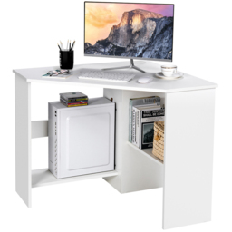 Costway Triangle Corner Computer Desk with Open Shelf and Cable Holes White - Size: 101 x 100 x 10cm - Wilko - thumbnail 4