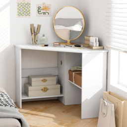 Costway Triangle Corner Computer Desk with Open Shelf and Cable Holes White - Size: 101 x 100 x 10cm - Wilko - thumbnail 6