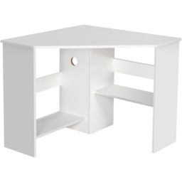 Costway Triangle Corner Computer Desk with Open Shelf and Cable Holes White - Size: 101 x 100 x 10cm - Wilko - thumbnail 3